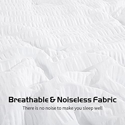 Oversized King White Seersucker Comforter 3 Piece Set J89987