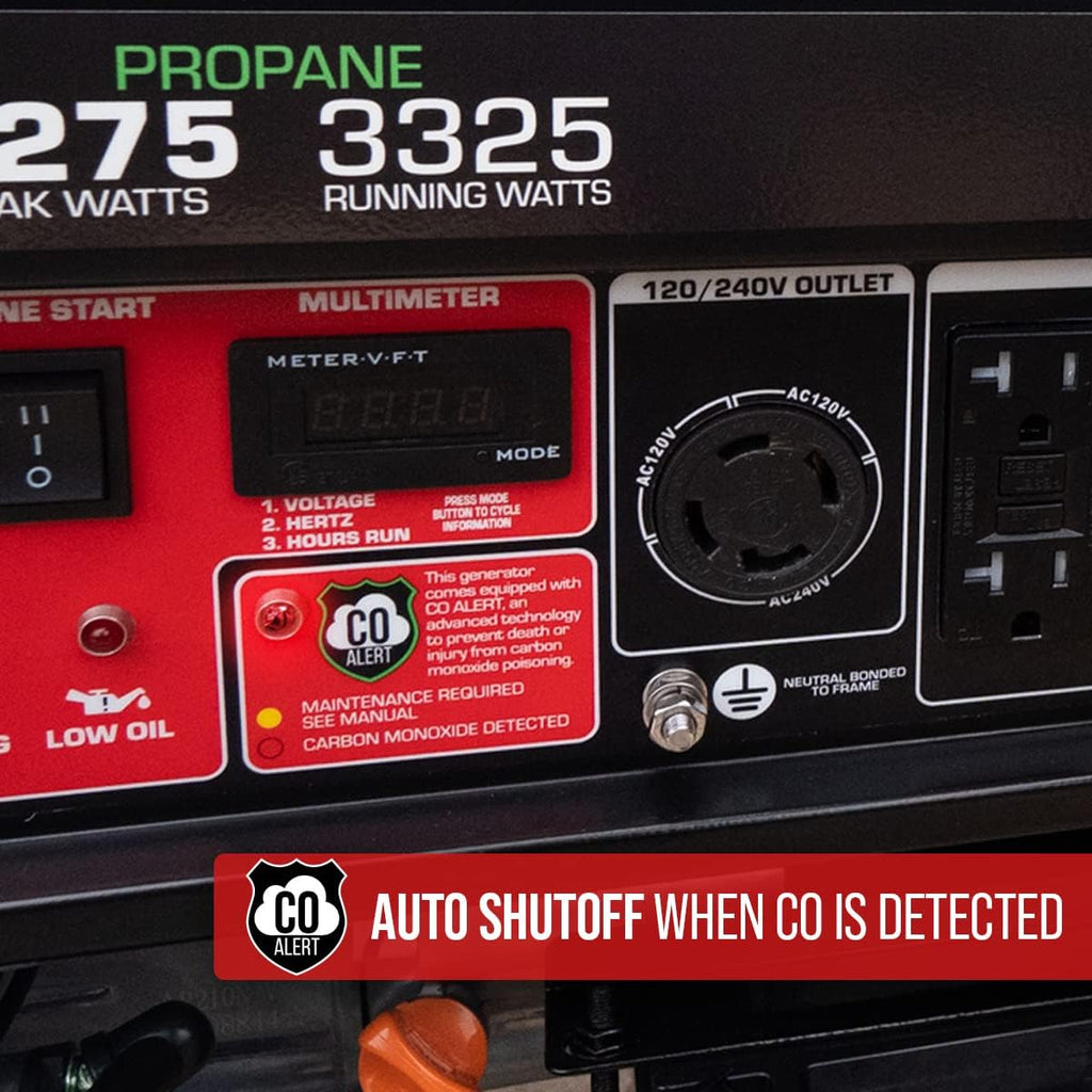 Dual Fuel Portable Generator 4850 Watt Gas or Propane Electric Start Red Black C51064