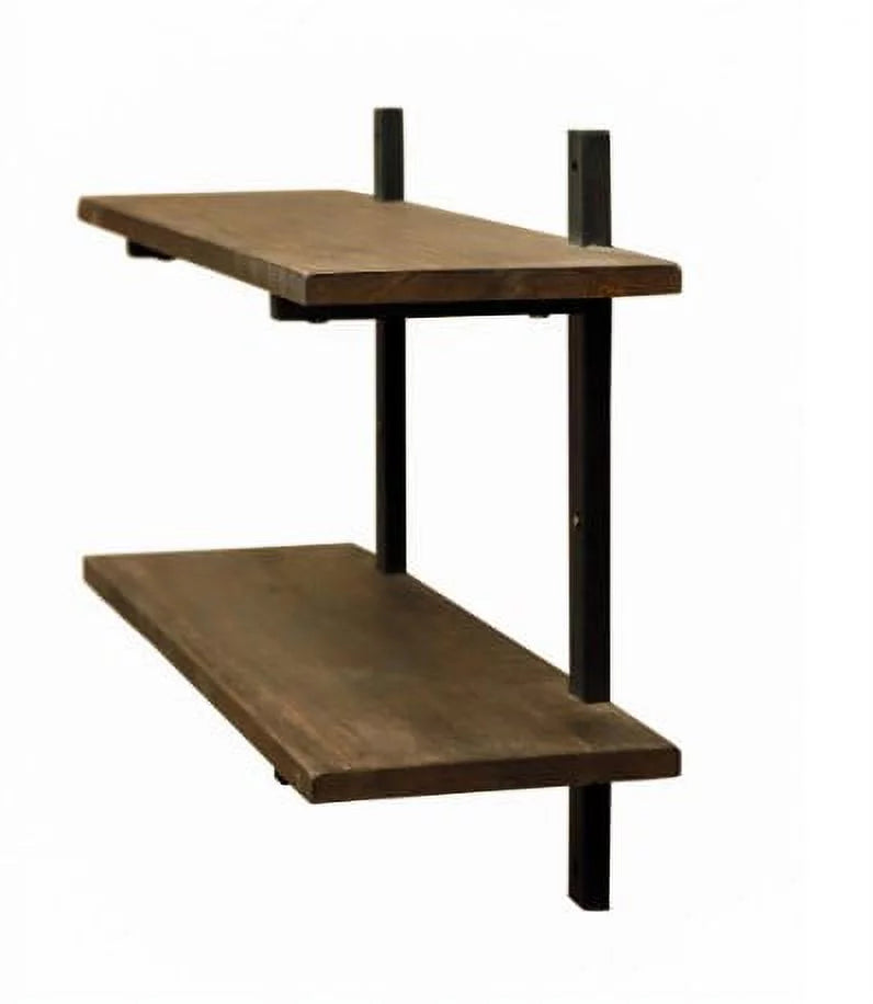 36"W Metal and Solid Wood Wall Shelf E109