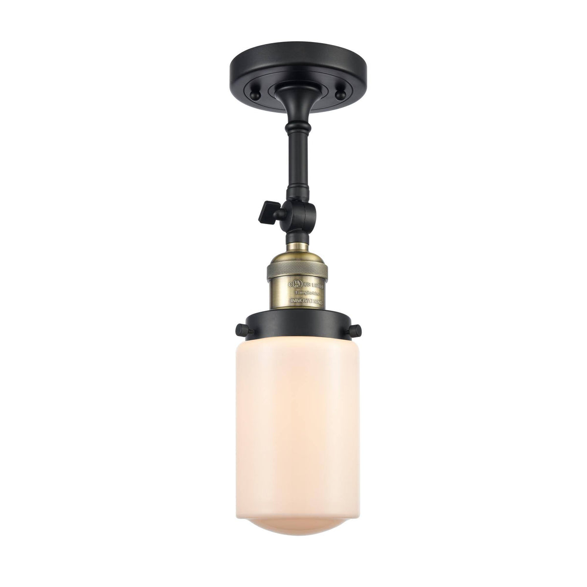 Black Antique Brass Semi-Flush Mount Light S7158