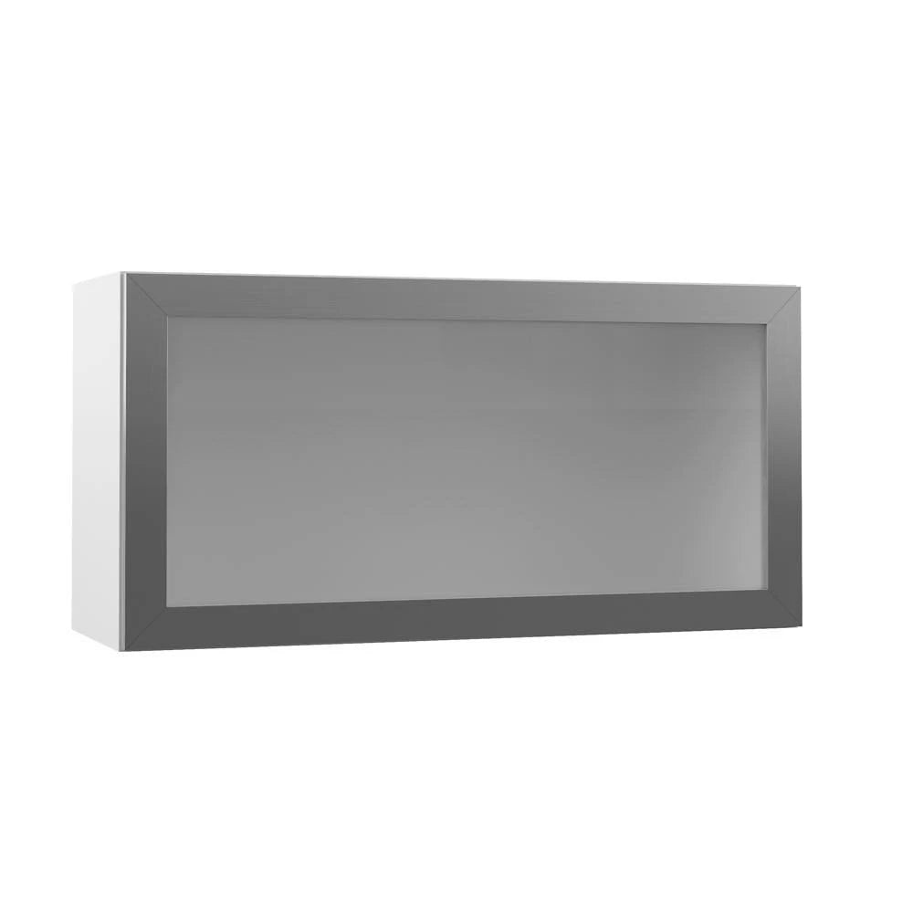 White 36 in. x 18 in. x 12 in. Lift Up Door Kitchen Cabinet with Glass Wall J81042