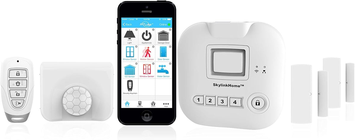 Wireless Home Alarm Kit 9-Piece with Hub, Door Window Sensors, Motion Sensor, Keypad and Keyfob N396655
