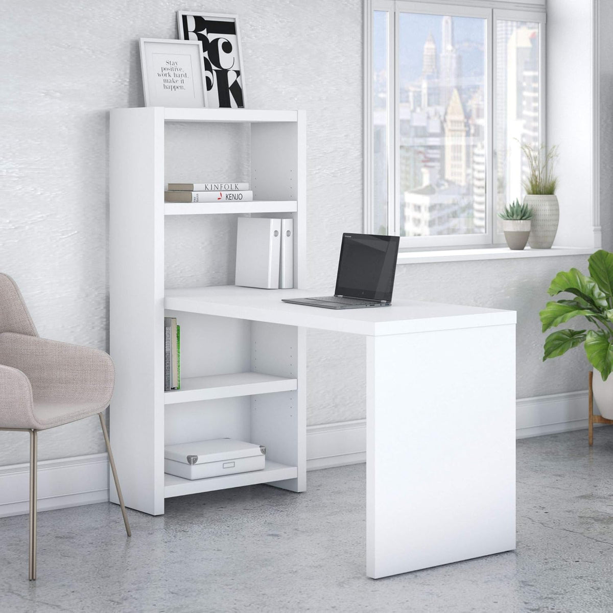 Pure White Bookcase Desk I518842