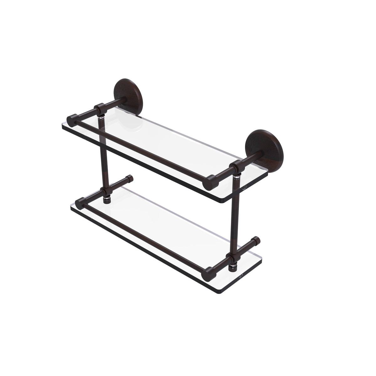 Venetian Bronze 16 inch Double Glass Shelf with Gallery Rail L853