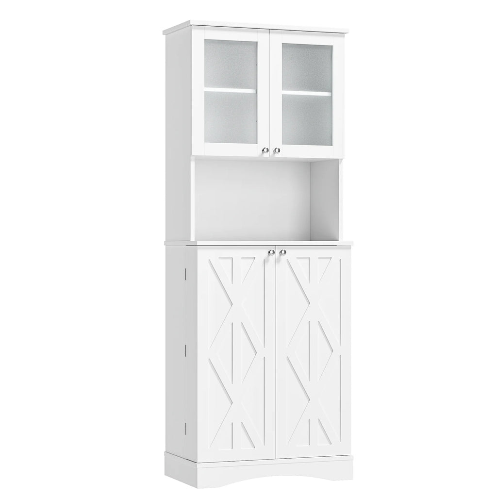 63'' White 4 Door Kitchen Storage Cabinet with Adjustable Shelves V924
