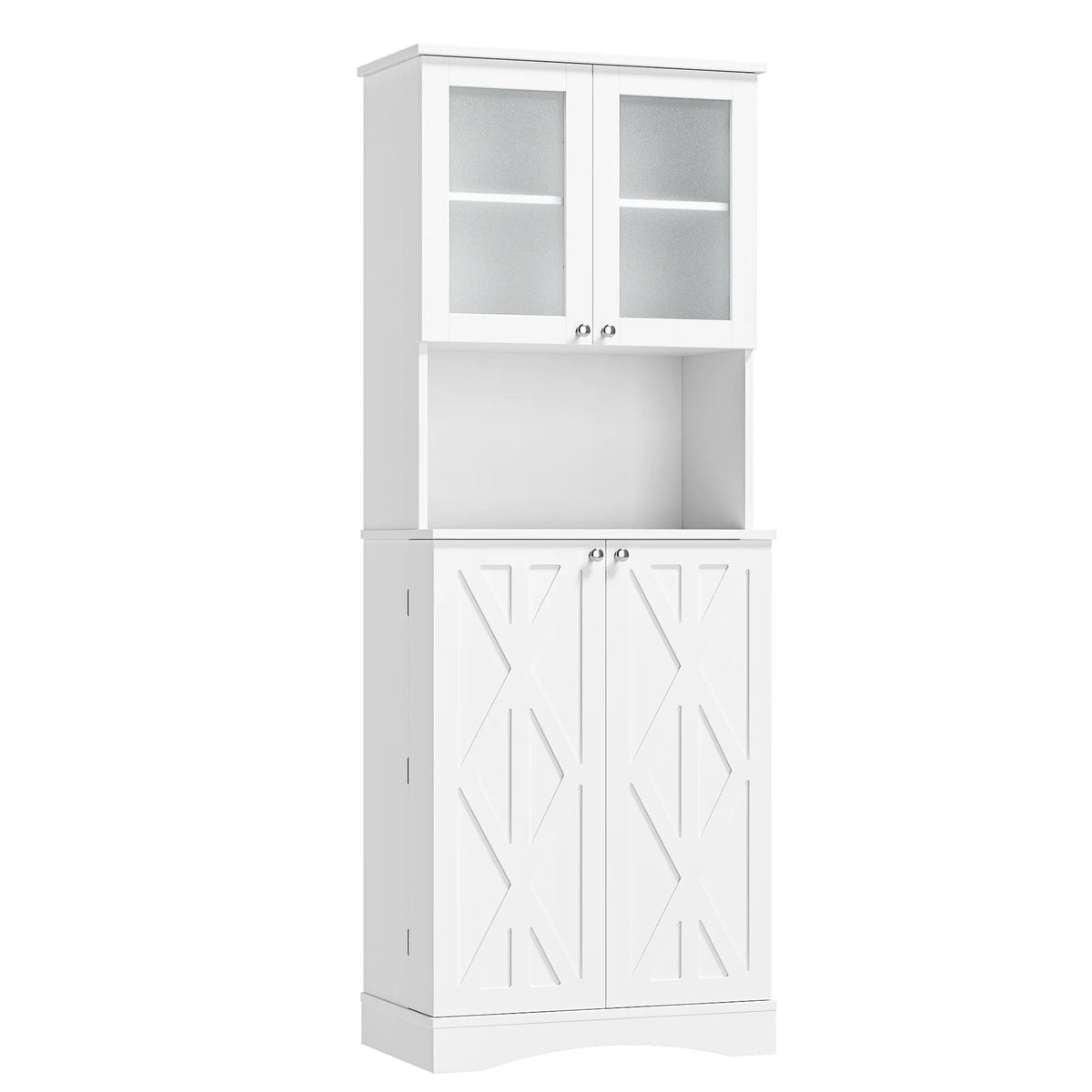 63'' White 4 Door Kitchen Storage Cabinet with Adjustable Shelves V924