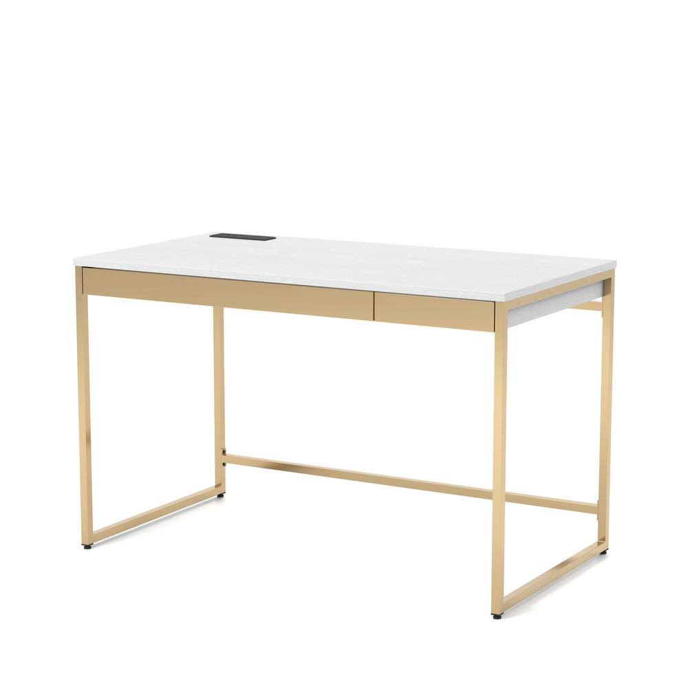 White and Copper Plating 2-Drawer Writing Desk W203