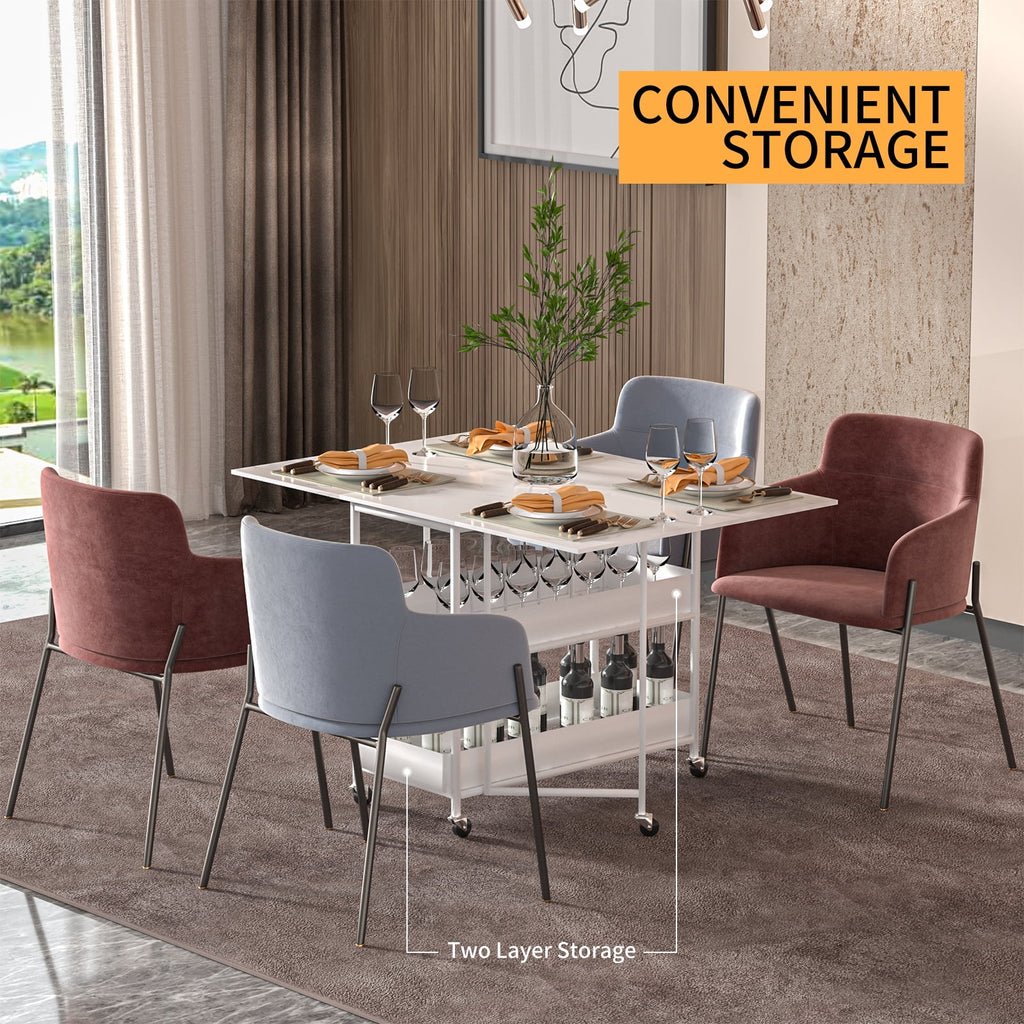 Folding Extendable Dining Table with 7 Wheels White E722859