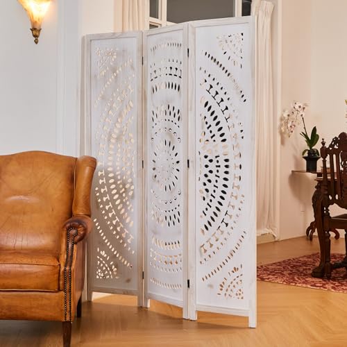 Wood Carved Folding Room Divider Screen 6 Panels F9122