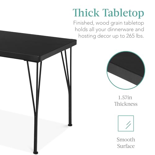 5-Piece Metal and Wood Rectangular Dining Table Set with 4 Chairs V955