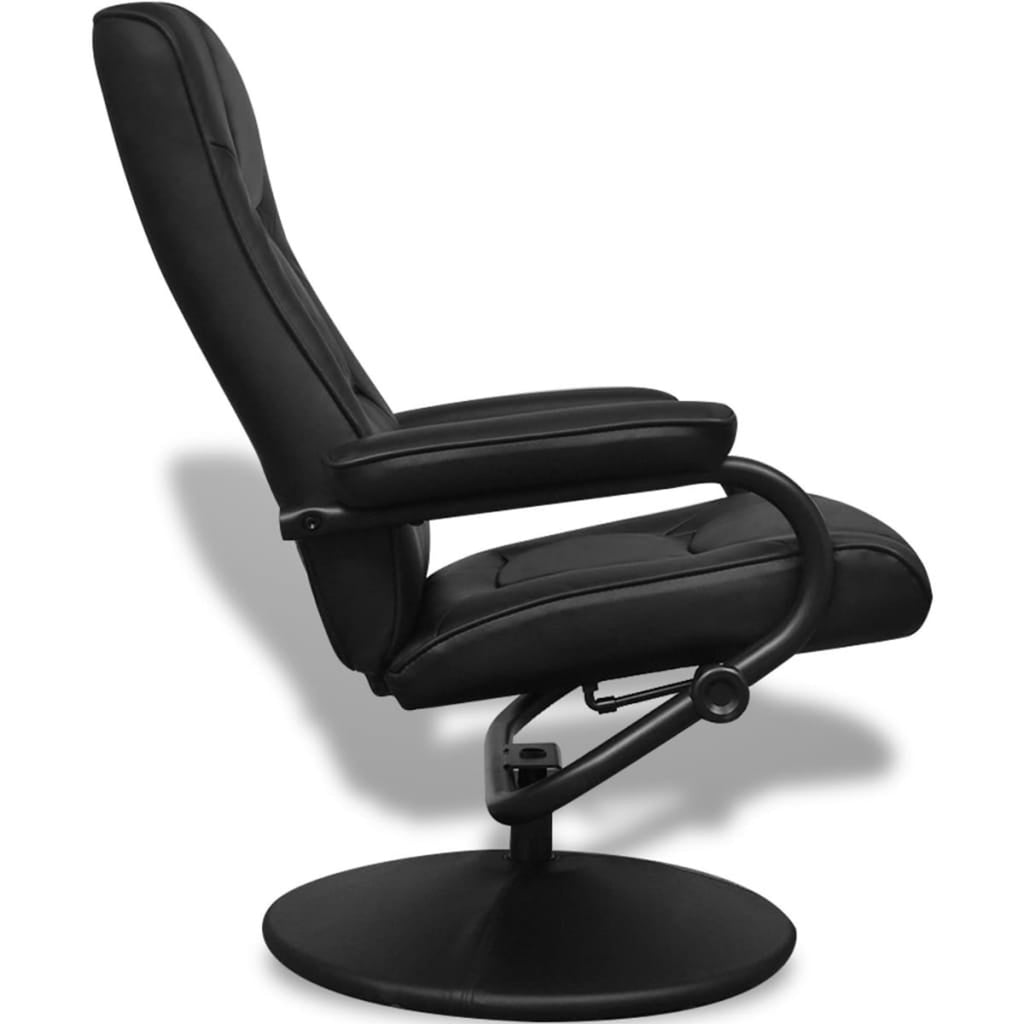 Black Faux Leather Adjustable Recliner Chair with Footstool O6368