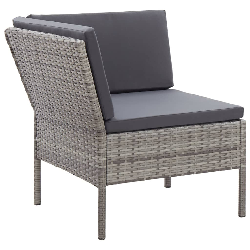 6 Piece Outdoor Conversation Set Gray Poly Rattan Patio Sectional with Coffee Table H605