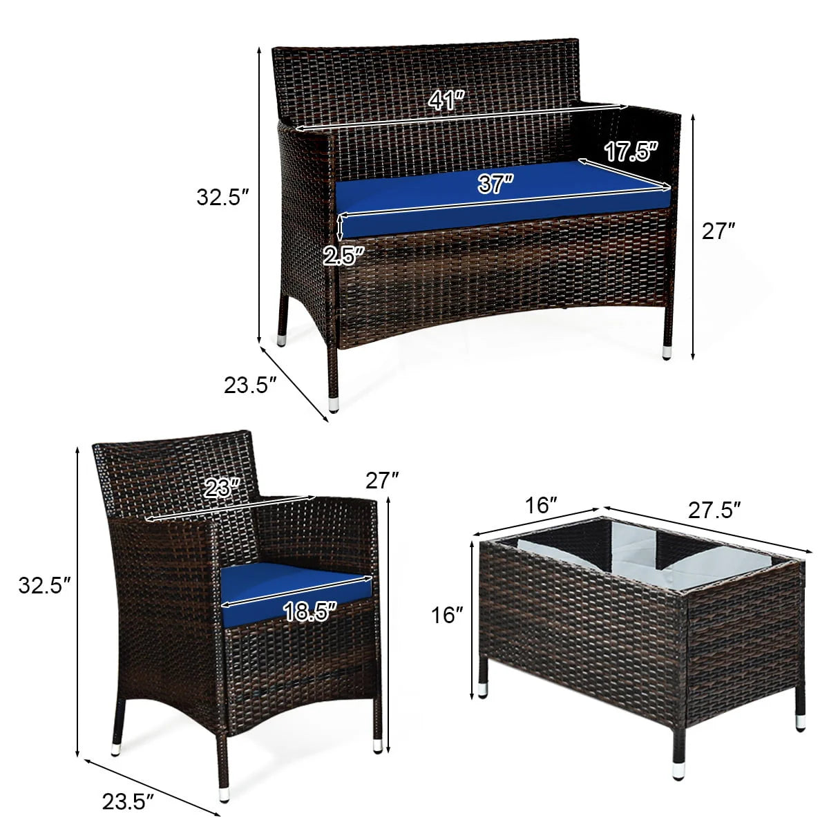 8 Pcs Cushioned Patio Furniture Set S8470