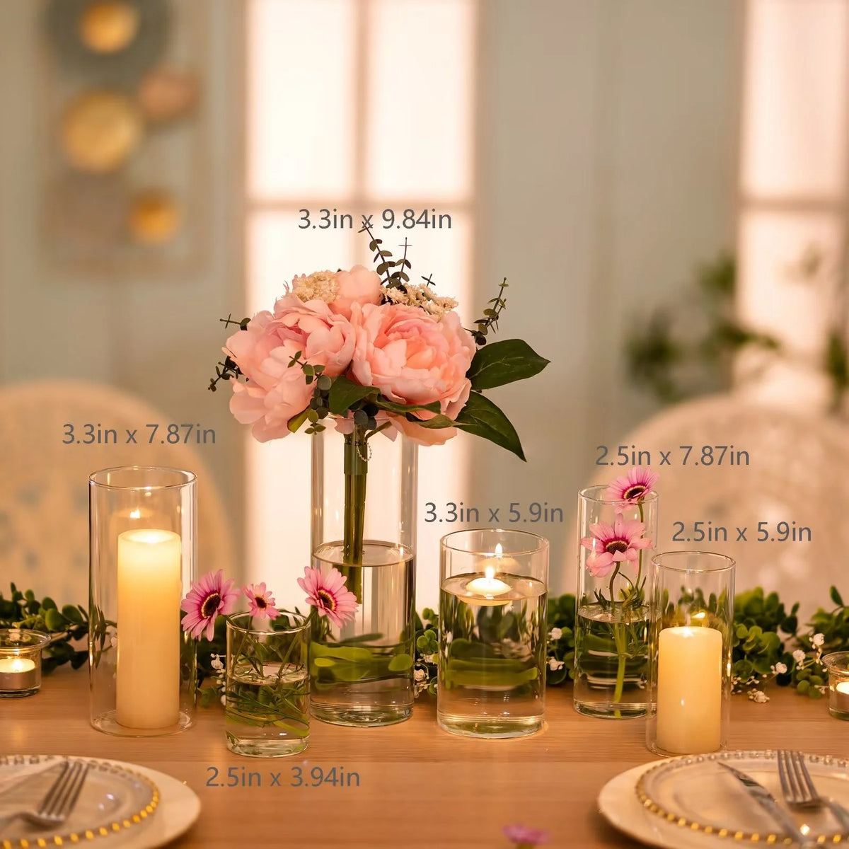 Glass Cylinder Vase Set of 24 U976