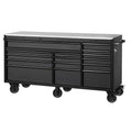 Heavy Duty 15-Drawer Mobile Workbench Cabinet Chest with Stainless Steel Top in Matte Black S95674