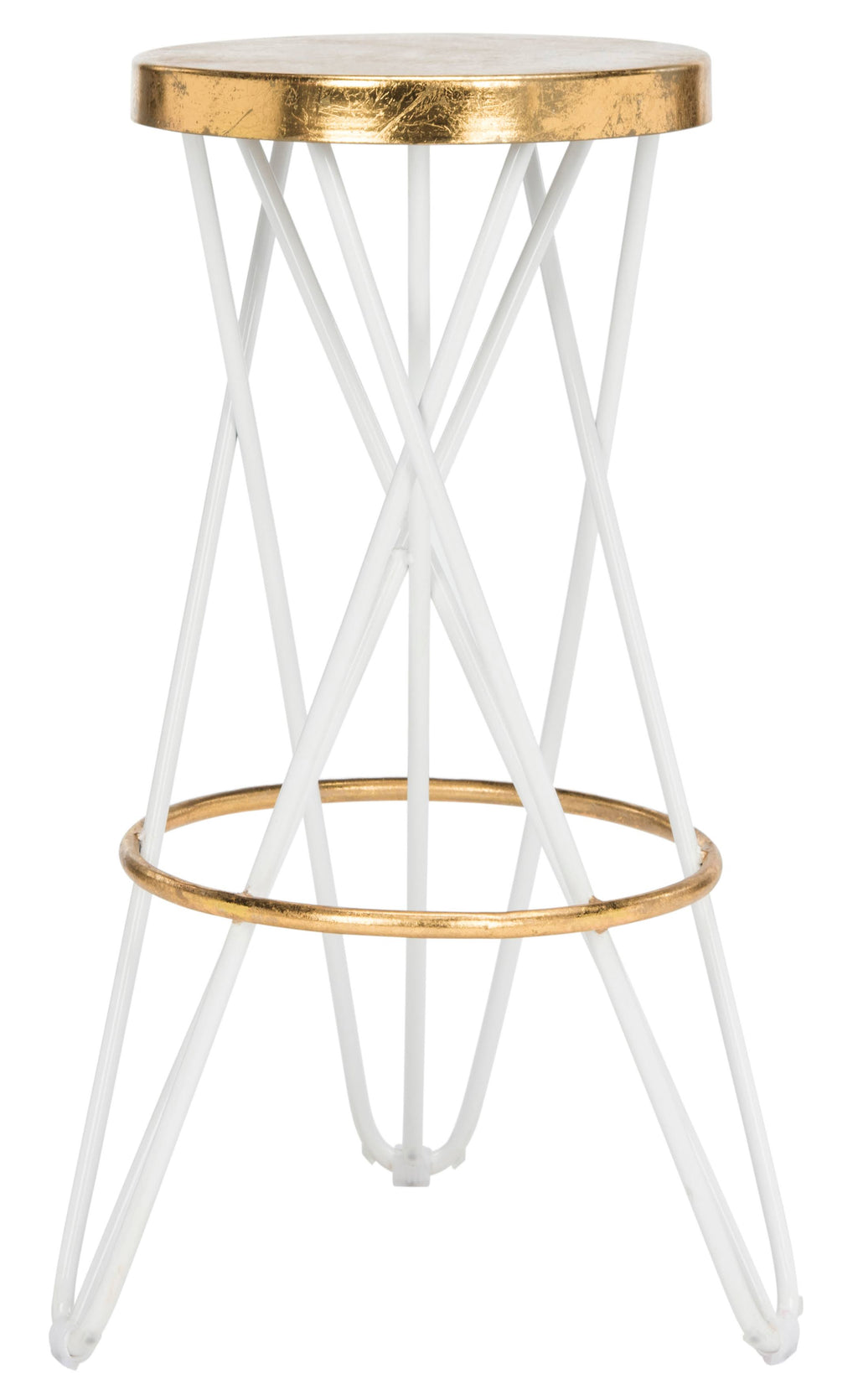 White Gold Leaf Bar Stool Y302