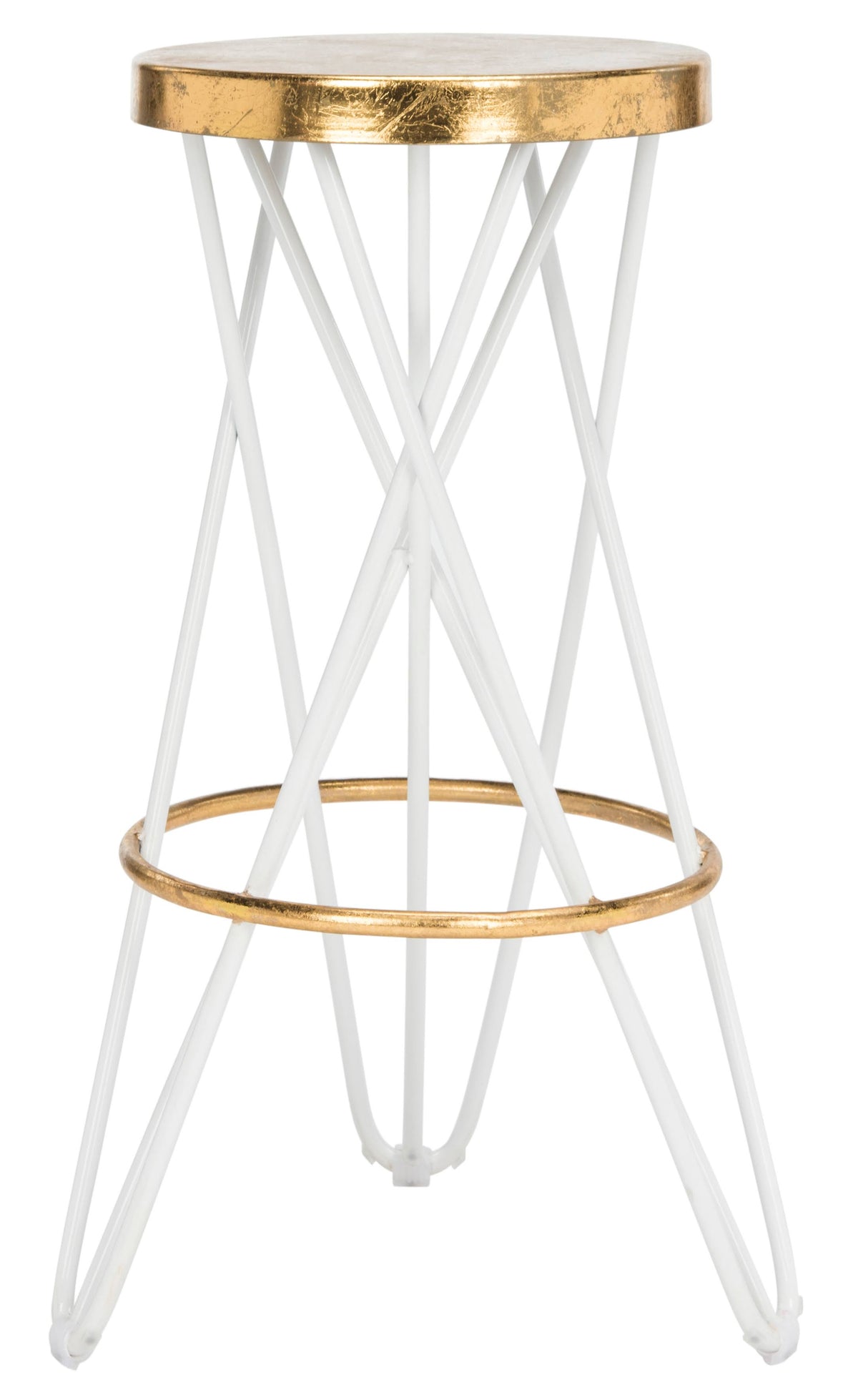 White Gold Leaf Bar Stool Y302