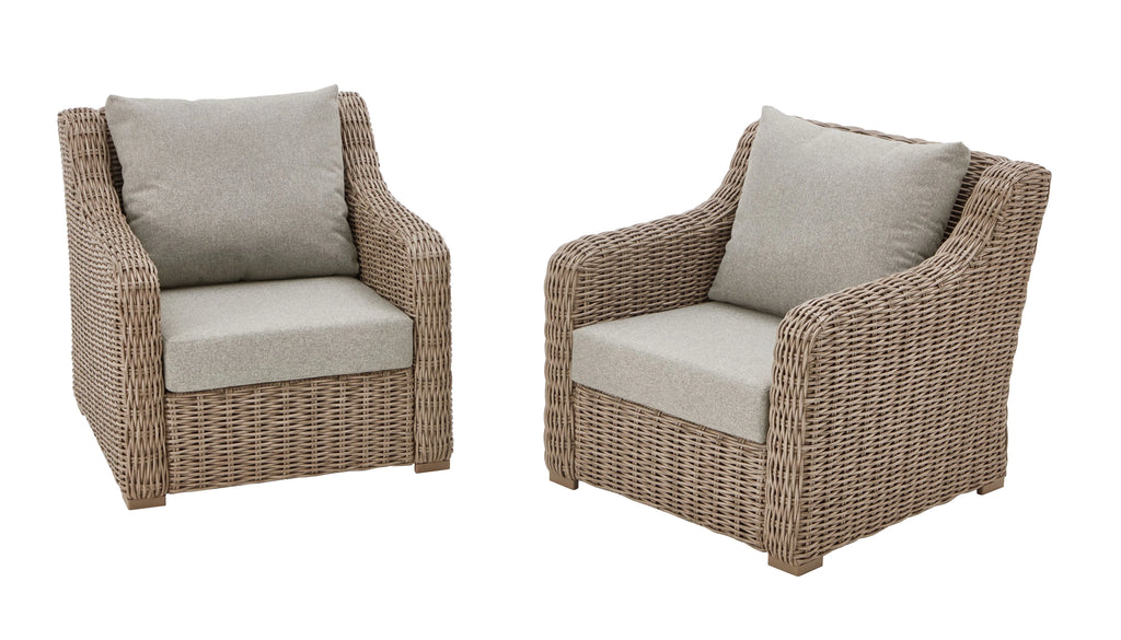 2-Pack Outdoor Lounge Chairs with Cushions and Patio Cover C858906