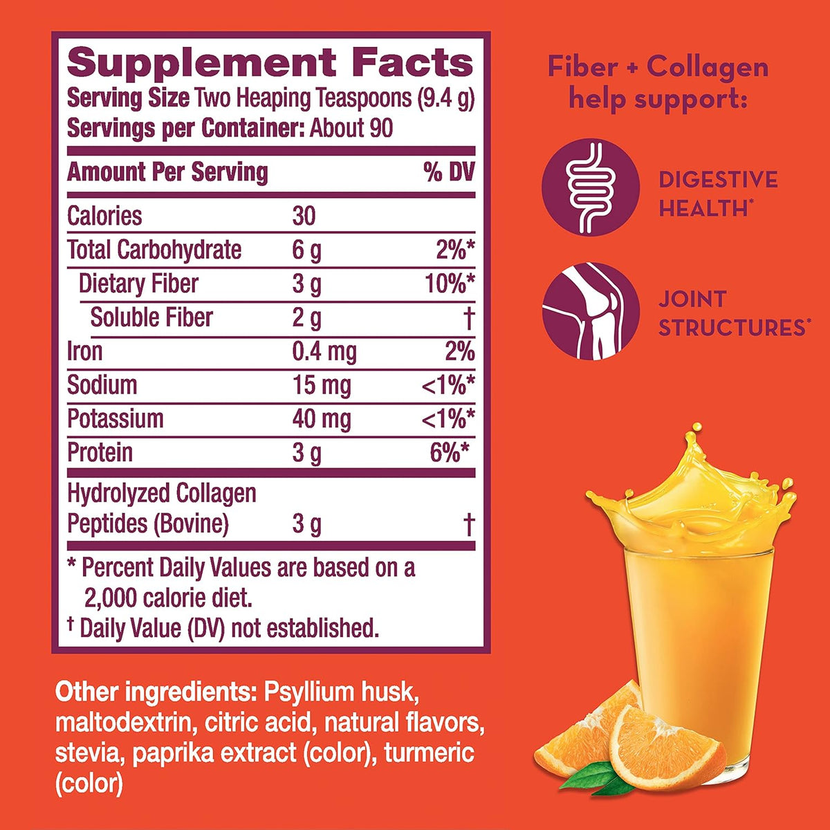 90 Doses Orange Flavored Psyllium Husk Fiber Powder Z95113