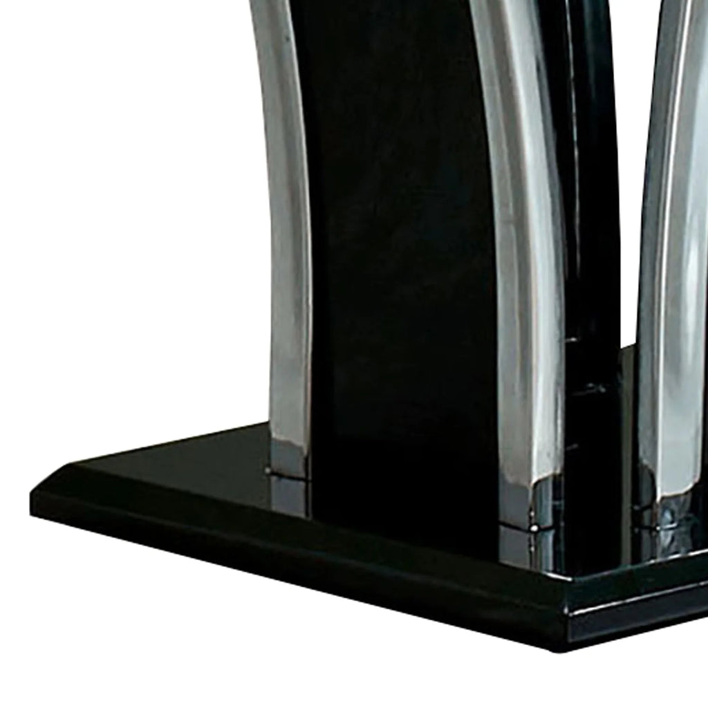 Black and Silver Glass Top End Table Q224