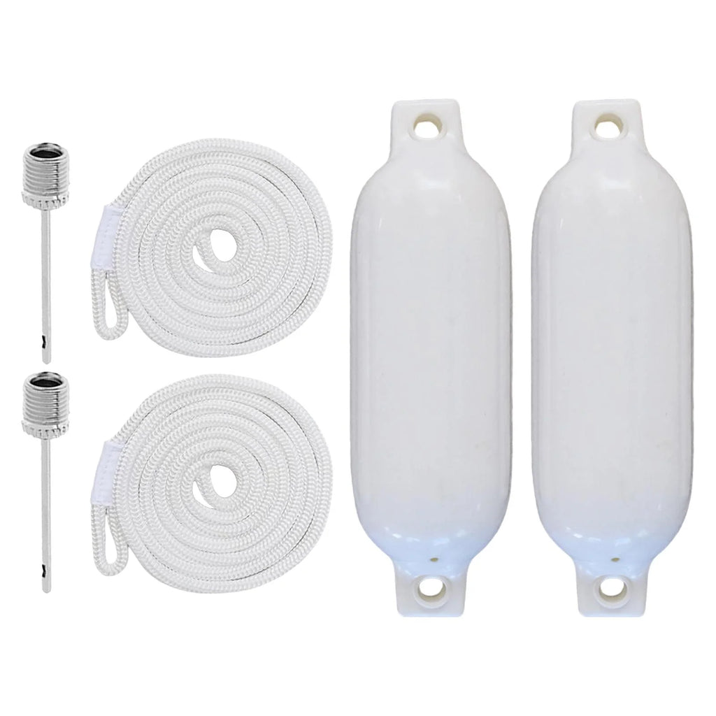 2 Pieces Inflatable PVC Dock Protection Buoy with 2m White Rope C166