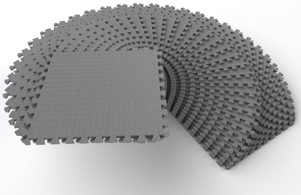 1 In. Thick EVA Foam Interlocking Exercise Mat, 18 Piece, Black K9331