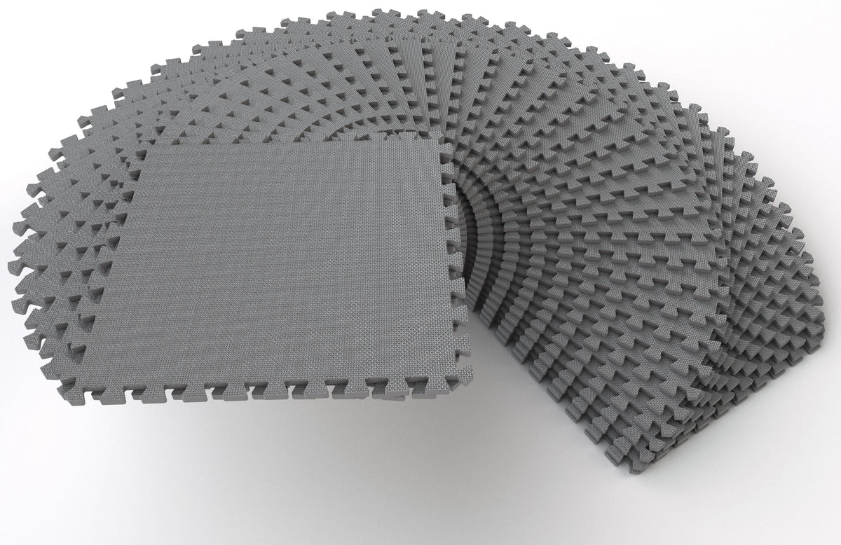1 In. Thick EVA Foam Interlocking Exercise Mat, 18 Piece, Black K9331