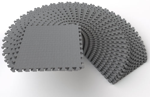 1 In. Thick EVA Foam Interlocking Exercise Mat, 18 Piece, Black K9331
