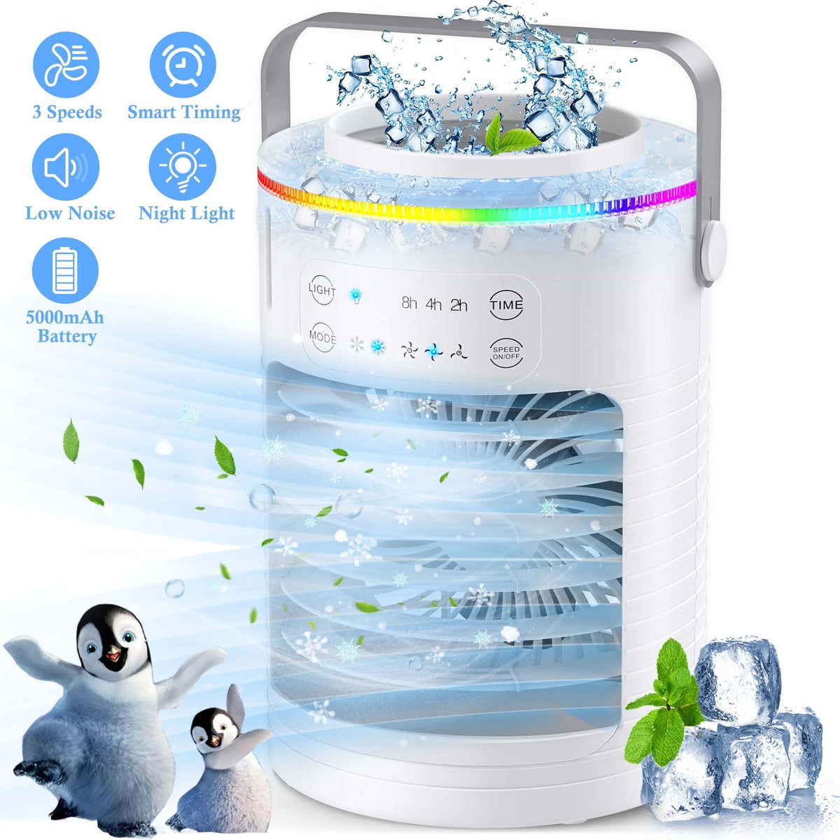 Portable Air Conditioner Fan, Evaporative Air Cooler, 1600ml Double Tank C26888