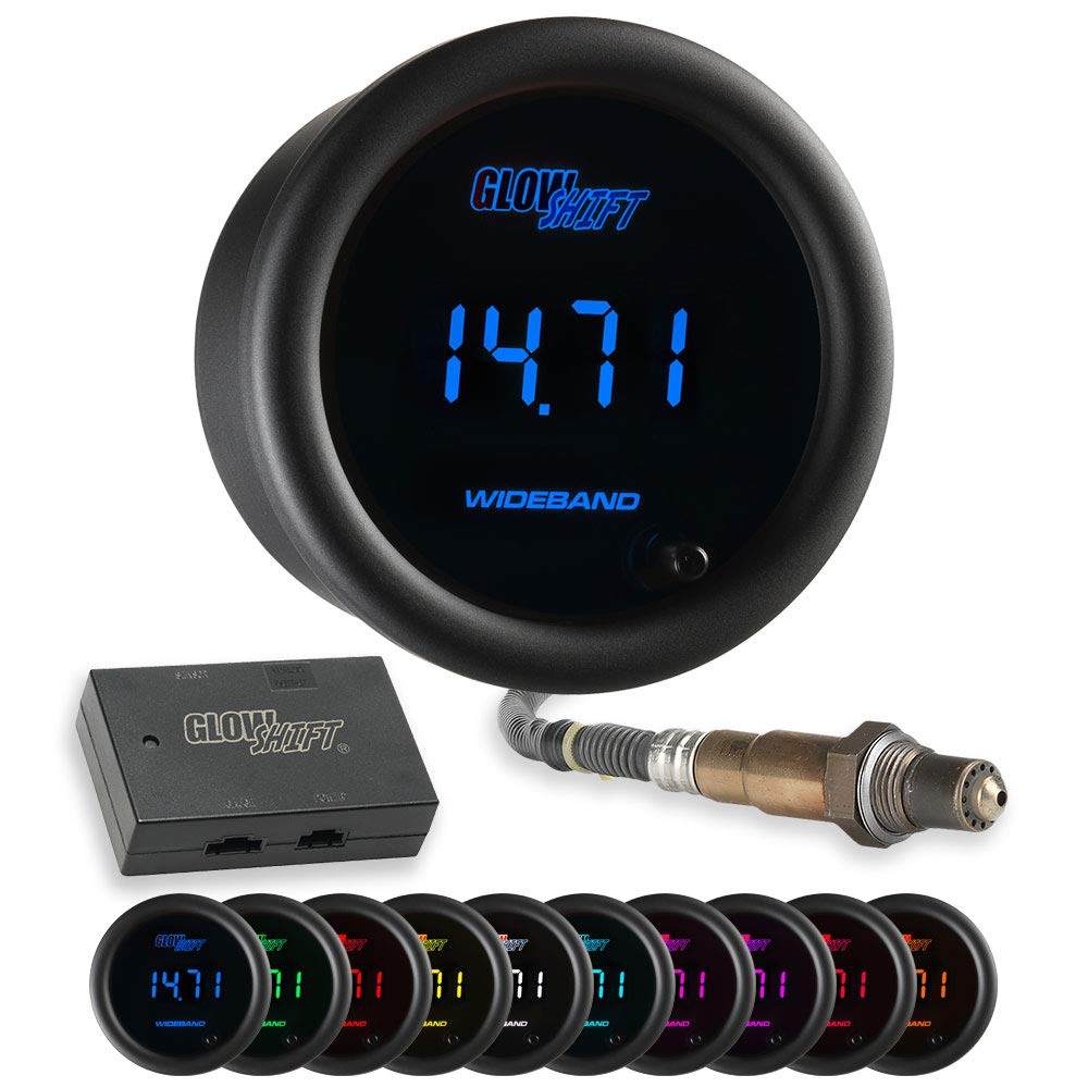10 Color Digital Wideband Air/Fuel Ratio Gauge with Oxygen Sensor, Data Logging Output, Tinted Lens, 2-1/16" (52mm) S648