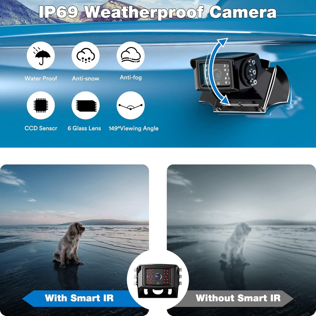 FHD 1080P Wired Backup Camera System 7 Inch Monitor IP69 Waterproof IR Night Vision Reversing Camera G5323