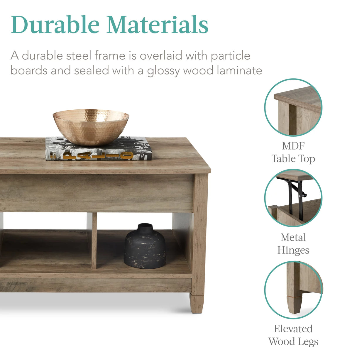 Lift Top Coffee Table with Hidden Storage F955475