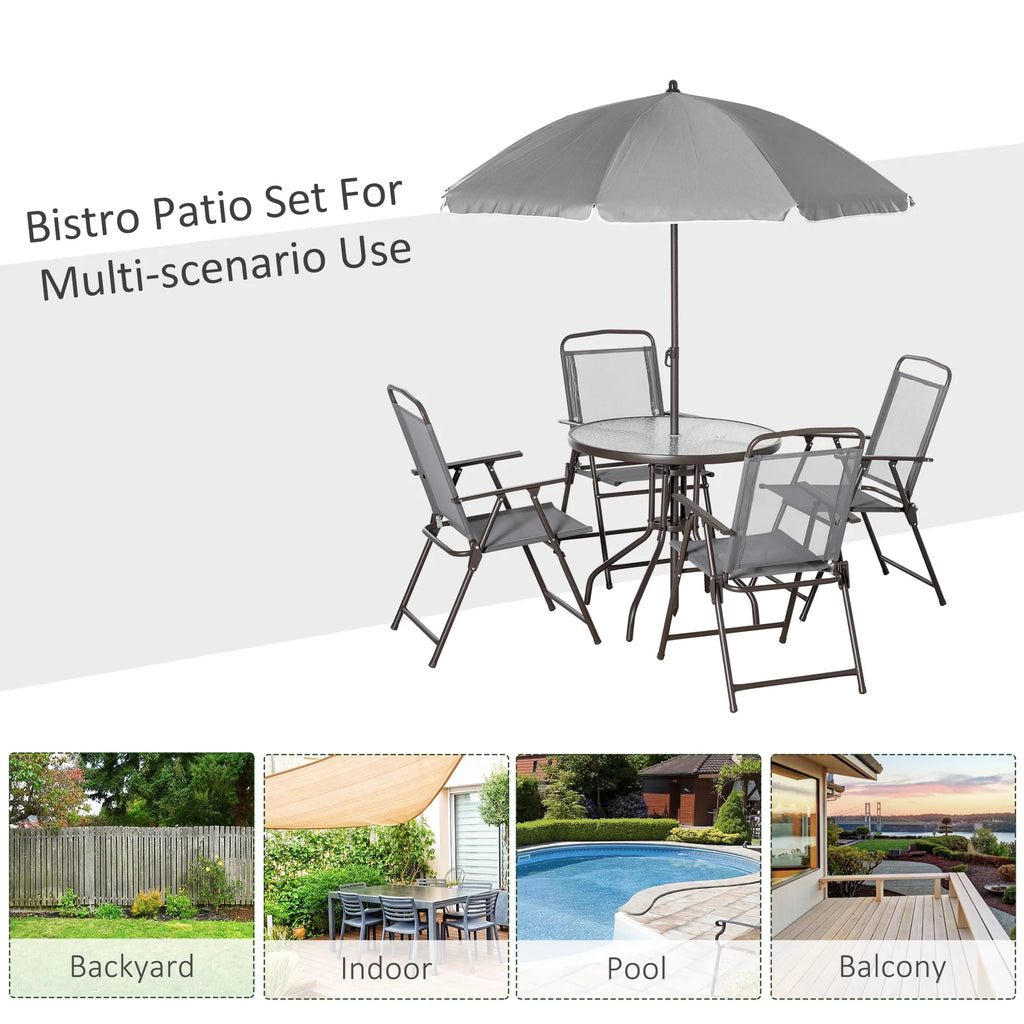 6 Piece Fabric Patio Dining Set with Umbrella K66479