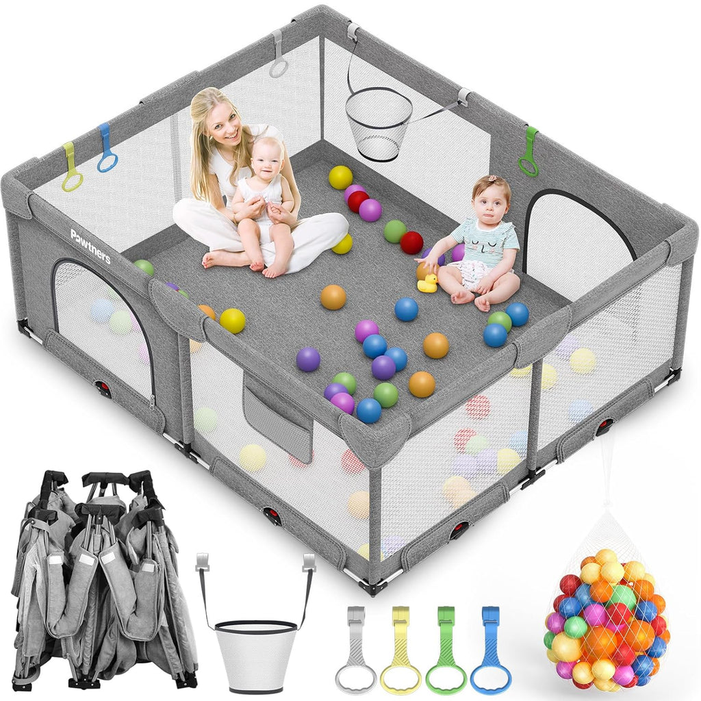 71"L x 59"W x 27"H Large Portable Baby Playpen with 50PCS Ocean Ball F62721