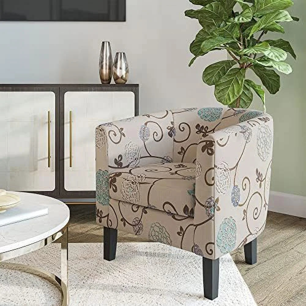 Linen Accent Chair with Flared Legs and Plush Cushion A97998
