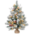 Flocked Artificial Mini Christmas Tree with Lights and Ornaments F534