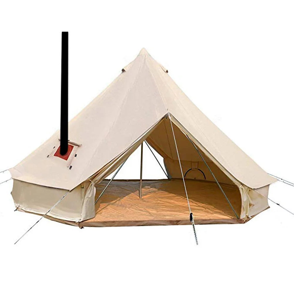 6M Double Door Bell Tent Waterproof Cotton Canvas Glamping Tent Yurt T52189