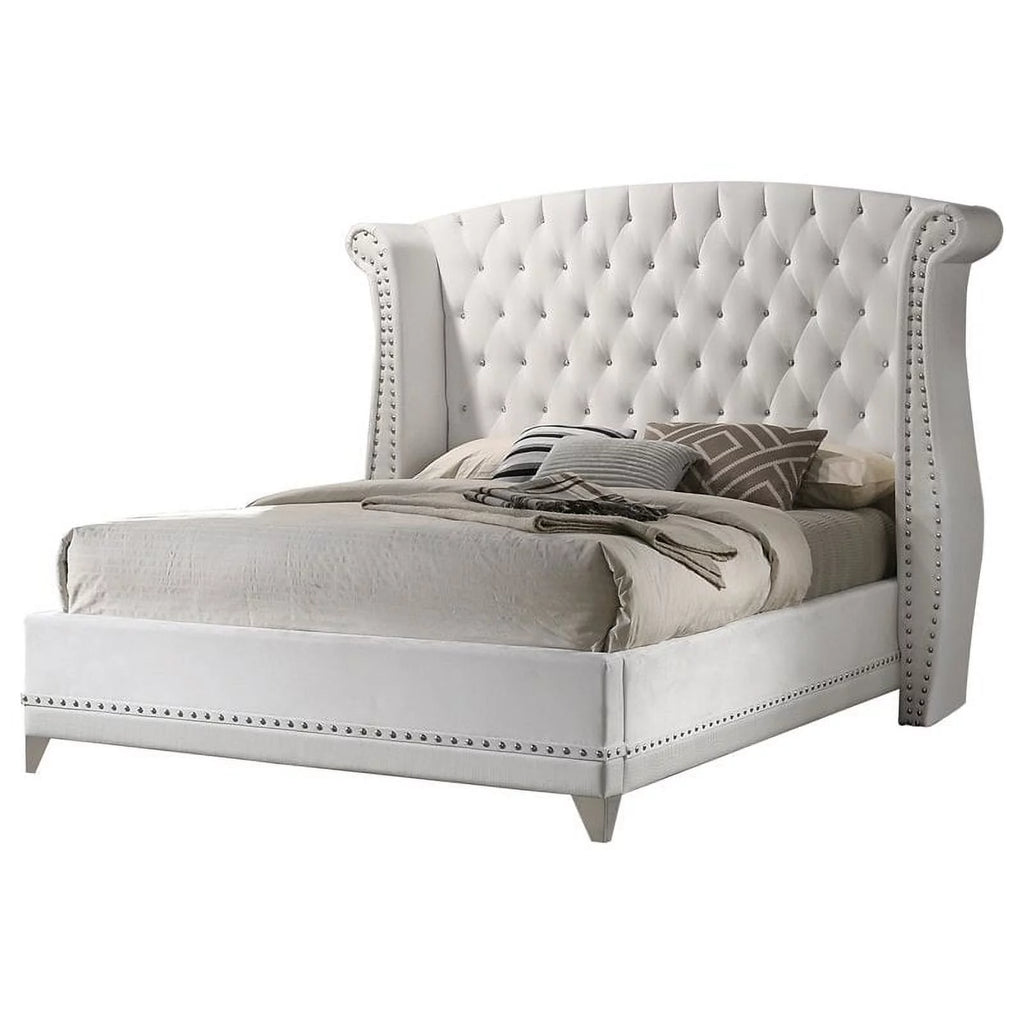 White Upholstered Tufted Bedroom Set Y947541
