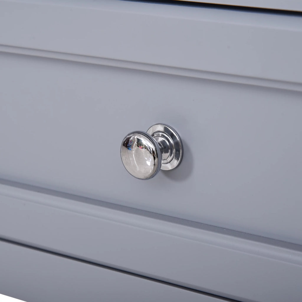 Accent End Table with Gray Tabletop, Storage Drawer, and Bottom Shelf O399