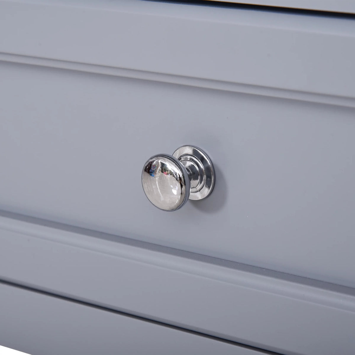 Accent End Table with Gray Tabletop, Storage Drawer, and Bottom Shelf O399