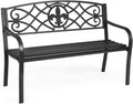 50 inch Heavy-Duty Metal Patio Bench with Pattern Backrest L4793