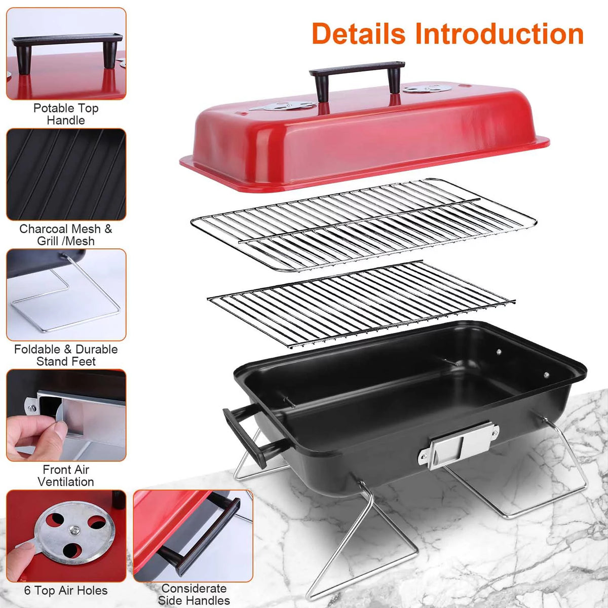 Portable Charcoal Grill with Lid T621