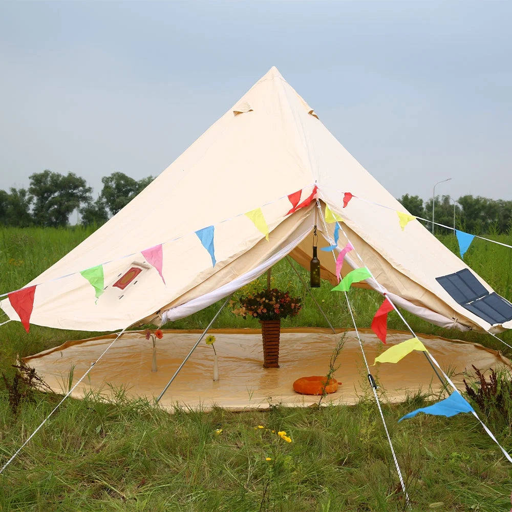 6M Double Door Bell Tent Waterproof Cotton Canvas Glamping Tent Yurt T52189