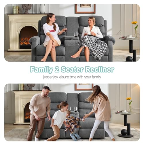 Brown 2 Seater Manual Recliner Loveseat Sofa Q781