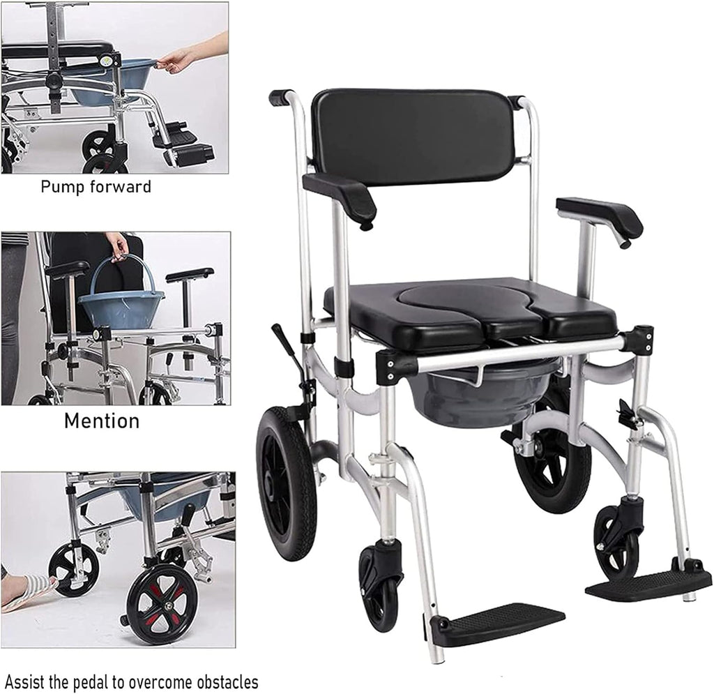 Aluminum Commode Shower Chair with Wheels E615