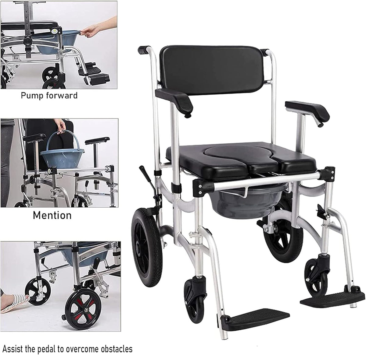 Aluminum Commode Shower Chair with Wheels E615