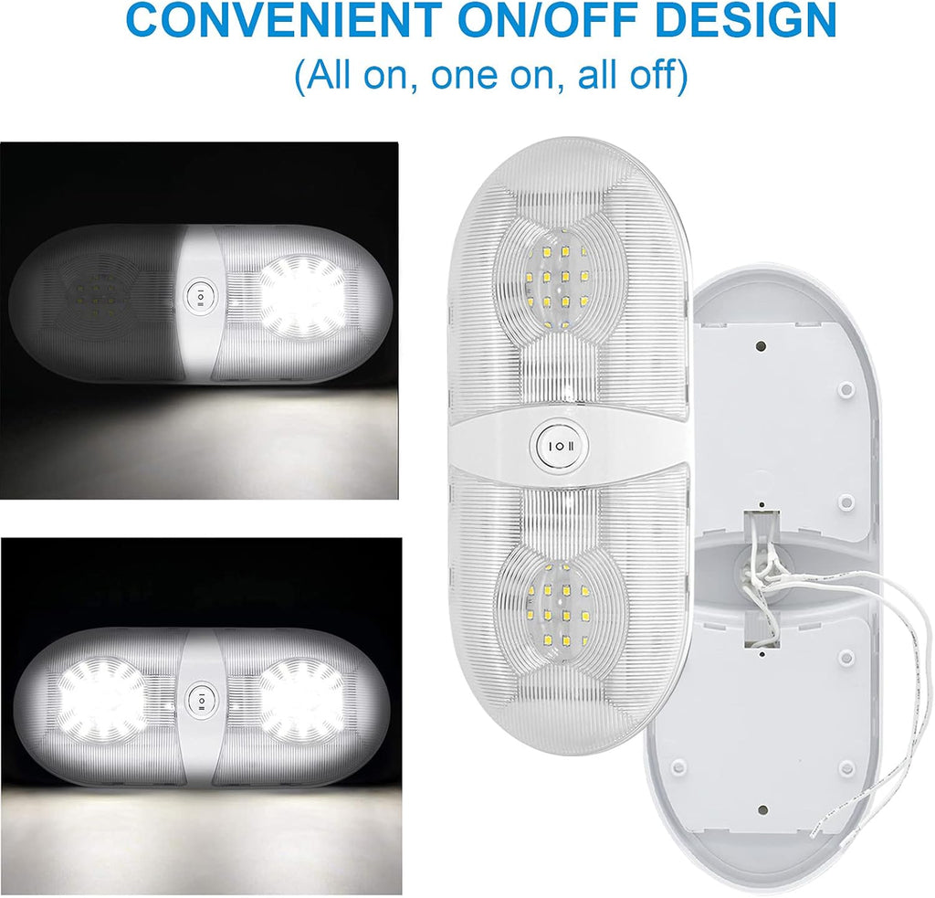 650 Lumens 12V LED Ceiling Dome Light with ON/Off Switch, Natural White 4000-4500K, Pack of 5 M194985