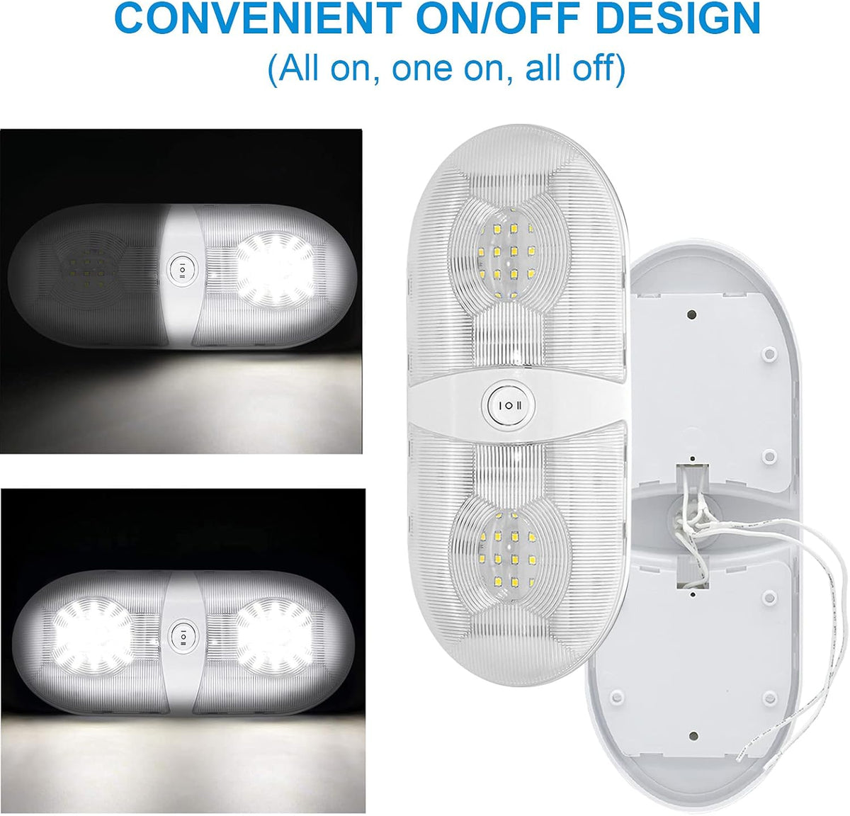 650 Lumens 12V LED Ceiling Dome Light with ON/Off Switch, Natural White 4000-4500K, Pack of 5 M194985