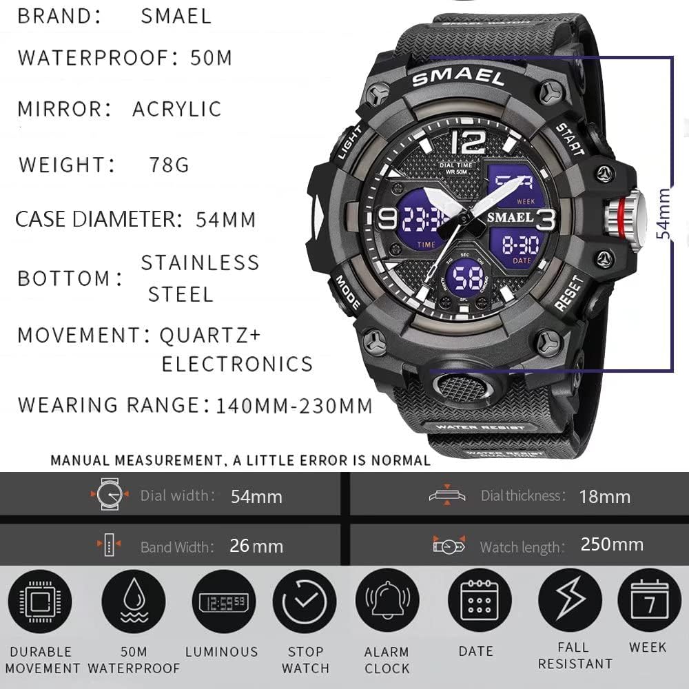 Digital Waterproof Sports Watch with Date, LED Alarm, Stopwatch G2905