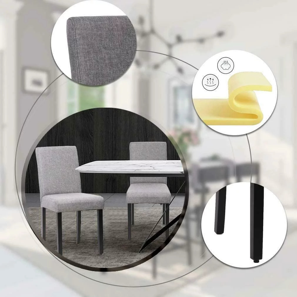 Gray Set of 4 Fabric Padded Dining Chairs with Solid Wooden Legs B35756